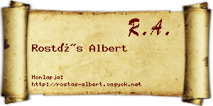 Rostás Albert névjegykártya