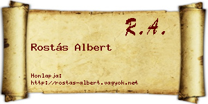 Rostás Albert névjegykártya